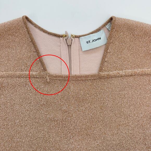 St. John Lurex Pique Sleveless Midi Knit Sheath Dress in Blossom Pink M *READ - Picture 13 of 14